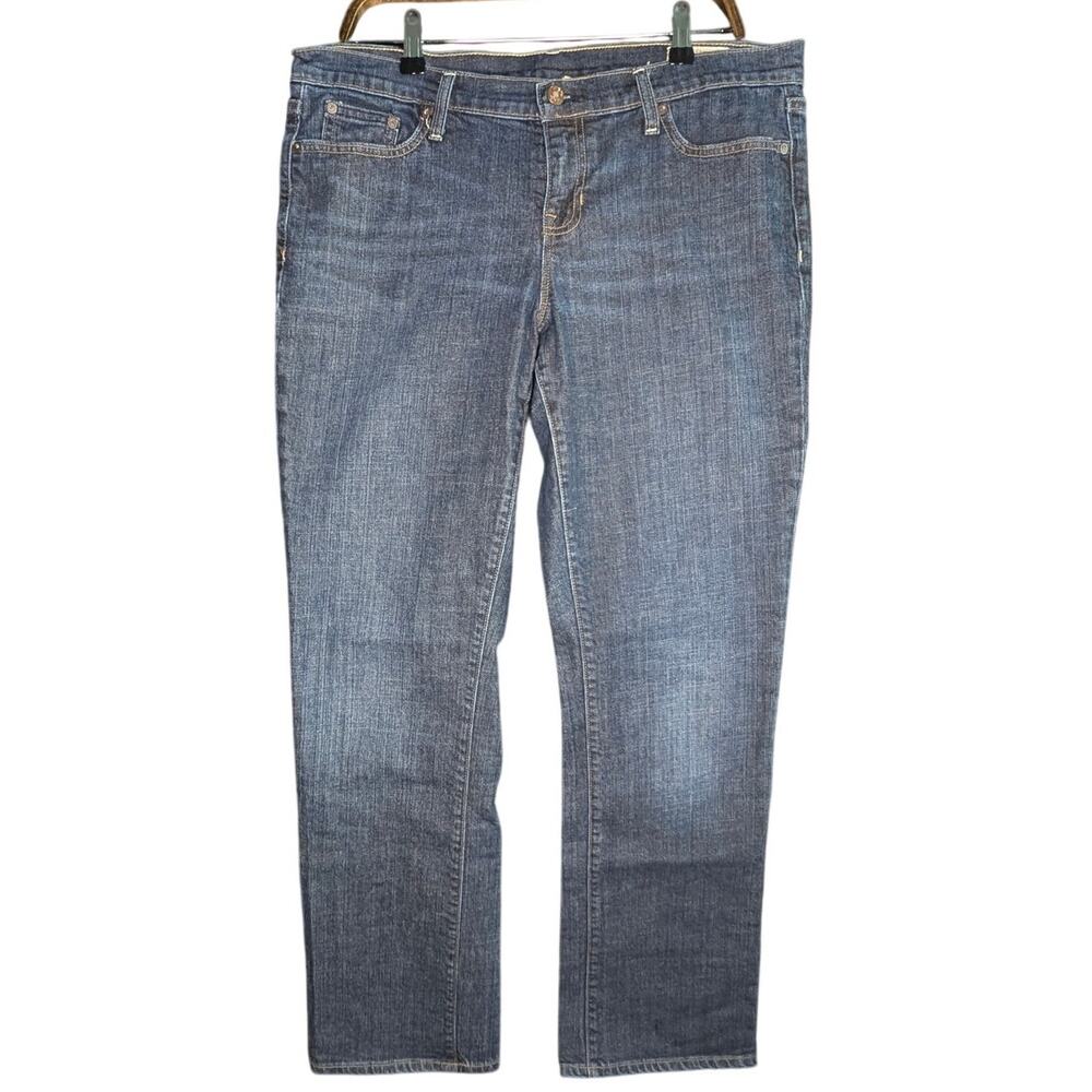 Gap 1969 Women 14R Dark Tint Straight Leg Jeans Stretch Mid Rise Red Tab Casual